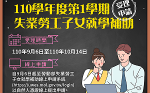 家長看過來！失業勞工子女就學補助最高可領2.8萬元