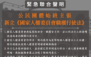 人權委員會擴權爭議 民團：應制訂職權行使法