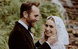 「艾蜜莉」莉莉柯林斯結婚了！甜吻老公絕美婚紗照曝光