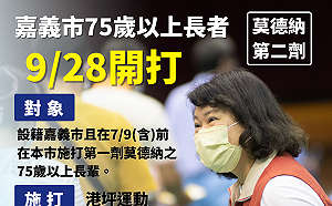 75歲以上長者接種第2劑莫德納 嘉市採造冊通知