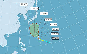 北海岸.東北部防大雨.雷擊 輕颱蒲公英朝日本前進