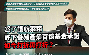 去年護航萊豬 百億護農預算卻打折再打折 他批 :「有沒有覺得有失信於農民？」
