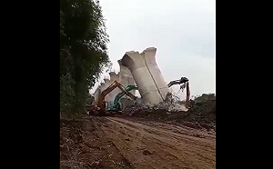 一帶一路「垮了」!中國vs.印尼合建「雅萬高鐵」橋墩倒塌 影片曝光