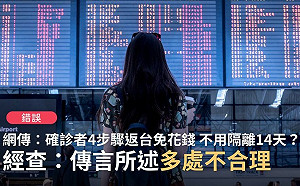 假的！4個步驟返台免花錢不用隔離14天？ 假借冠名不符事實