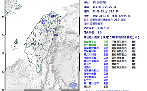 宜蘭近海深夜規模5.0地震｢晃一下｣網友驚：近幾年沒遇過抖這麼大的