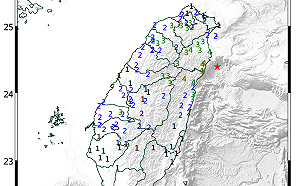 地震快訊》2分鐘連2震！5.5＋4.2  前震全台有感、宜花最大震度4級