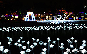 愛在台南》南市府廣場布置玫瑰花燈海 黃偉哲預祝情人節快樂