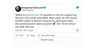 馬斯克說到做到!  烏總統推文曝新一批星鏈設備將送到