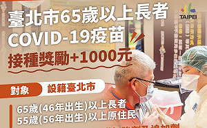鼓勵長者增加保護力！北市推65歲以上打疫苗可領1000元禮券