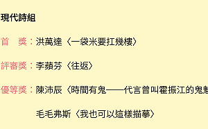 火影迷因詩「一袋米要扛幾樓」奪台北文學獎首獎 作者親曝「感受痛苦」真諦