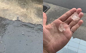 (影)嘉義降下超大冰雹 對流旺盛西南縣市需防強降雨