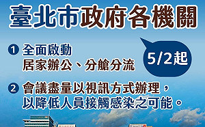 疫情延燒 北市府下週起啟動居家辦公、分艙分流