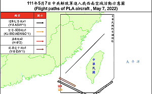 共機今派遣5架次擾台  連續3天進入東部空域侵擾