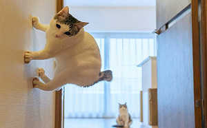 驚見貓咪吸在牆壁上！網讚：蜘蛛喵