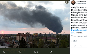 烏克蘭西部大城又遭襲擊！利維夫首長：4枚導引飛彈擊中軍事基礎設施