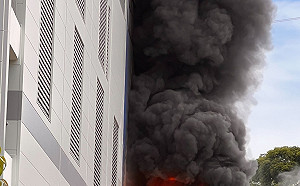 竹科「亞東氣體」起火  傳出爆炸聲 黑煙直衝天際