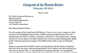 美15位眾議員聯名致函譚德塞！呼籲將台灣納入WHO 「勿向中共低頭」