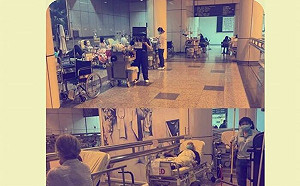 Omicron佔半數病房 粉專揭 : 醫院大廳擠滿病床 台灣醫療量能緊繃