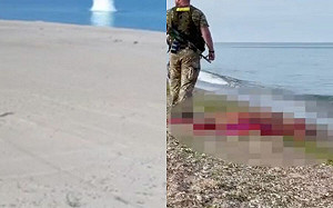 (影)烏克蘭男子未守規定下海游泳｢疑似觸及水雷｣ 妻兒眼前慘遭炸死!