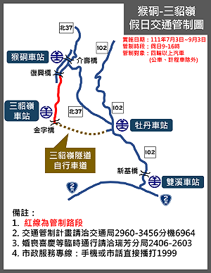 雙鐵悠遊新北三貂嶺隧道自行車道 猴硐-三貂嶺7/3起假日實施交通管制