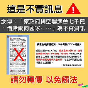 農業金庫澄清：未參與任何ODA計畫 綠委籲勿散布不實訊息傷害農漁民