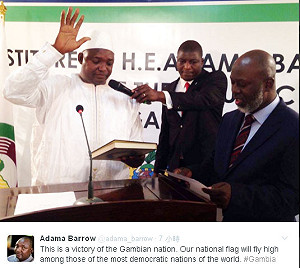 賈梅拒下台  甘比亞新總統在塞內加爾宣誓就職