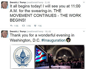 就職前不忘推文 川普：一切從今天開始