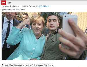 與梅克爾自拍遭加工變恐怖份子  難民怒告臉書