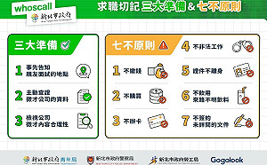 侯友宜呼籲打工注意「三大準備」與「七不原則」！