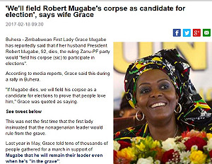 辛巴威第一夫人：穆加比死了也會選總統