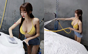 長瀨昆妮比基尼洗車!彎腰倒雪乳  網暴動:想試車