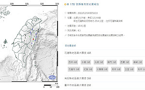 花東芮氏規模4.5地震！金門低溫拉警報 宜蘭豪雨