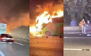 初一國道車禍釀2死9傷 疑因酒駕自撞又沒放三角錐害連環追撞火燒車