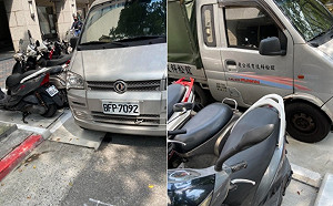 段宜康機車慘被違停貨車「關廁所」 等40分鐘氣喊：我當然也可硬騎上人行道