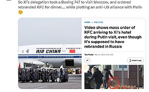 習近平搭波音訪莫斯科談反美 爆訂美式快餐被狠酸