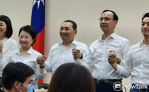 隔空拚場賴清德 侯友宜現身黨中央攜手朱立倫、盧秀燕  