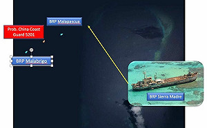 南海險爆衝突 中海警船以大欺小硬逼菲海巡船轉向