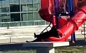 (影) 兒童心智 老胖身材?  智利總統童心大發 玩溜滑梯被卡住