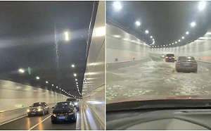 (影)堅挺百年？半個月破功！中國大連灣海底隧道驚傳滲漏水