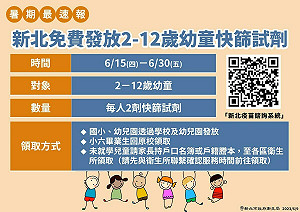 新冠疫情上升 新北免費發放2-12歲幼童快篩試劑