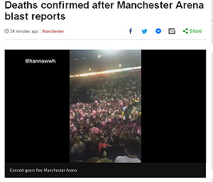 疑遭恐攻！美歌手英國演唱驚傳爆炸  19死50傷