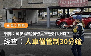 部份錯誤！網傳「萬安人車管制1小時」 台灣事實查核中心：第二階段無