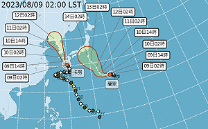 輕颱蘭恩生成與卡努共舞 南高屏小心短延時強降雨