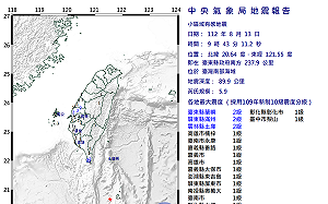南部海域發生規模5.9地震！11縣市有感 氣象局：最大震度2級