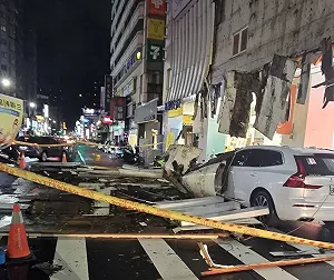 勤美商圈驚魂夜！整面招牌墜地休旅車立大功