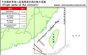 一上午解放軍24機5艦台海空域周邊活動 12架次逾中線、進西南
