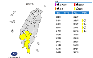 快訊》雨彈狂炸外出注意！氣象局：南部4縣市大雨特報
