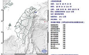 注意餘震！東部外海再發生5.1地震 最大震度1級