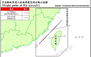 中國空飄氣球直接飛越台灣本島？！國防部：高度3萬呎