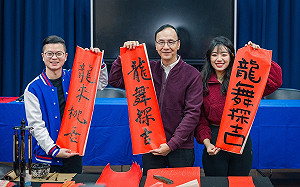 寫「龍來桃喜」聲援張善政 朱立倫諷：又是「綠能你不能」　